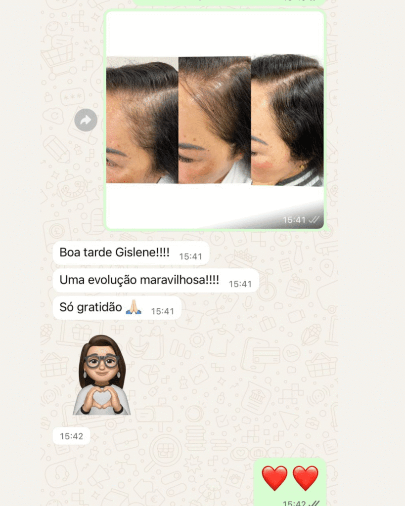 Print de WhatsApp: cliente comemora evolução do tratamento